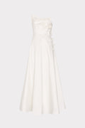 Cynthia Taffeta Flower Embroidered Dress