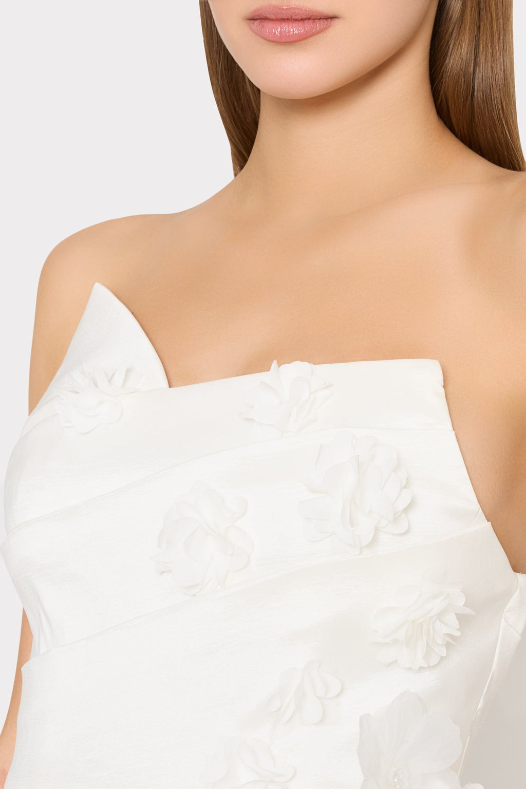 Cynthia Taffeta Flower Embroidered Dress