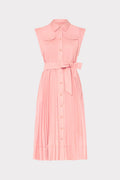 Johanna Pleated Twill Midi Dress