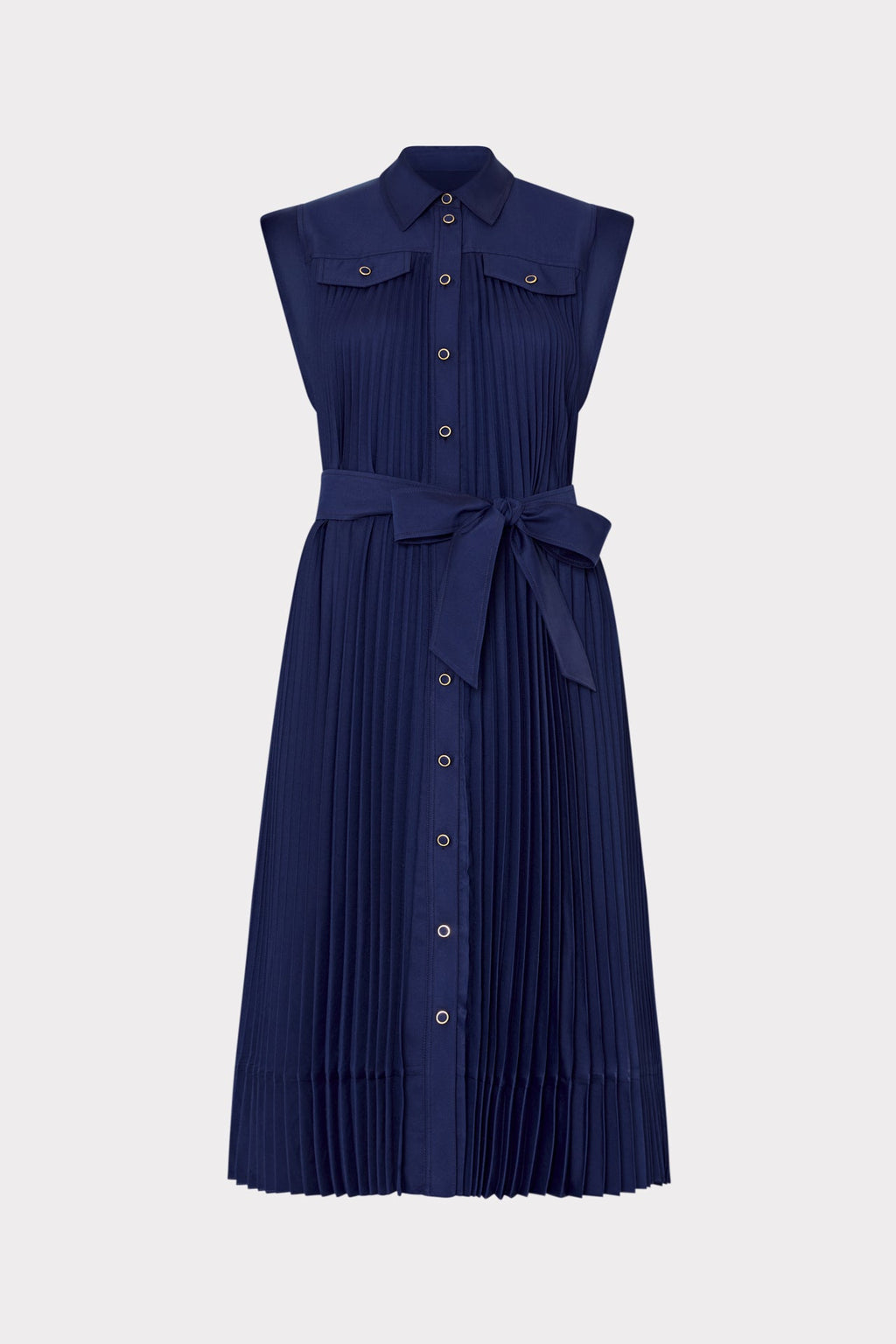 Johanna Pleated Twill Midi Dress