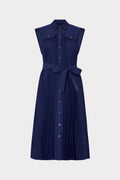 Johanna Pleated Twill Midi Dress