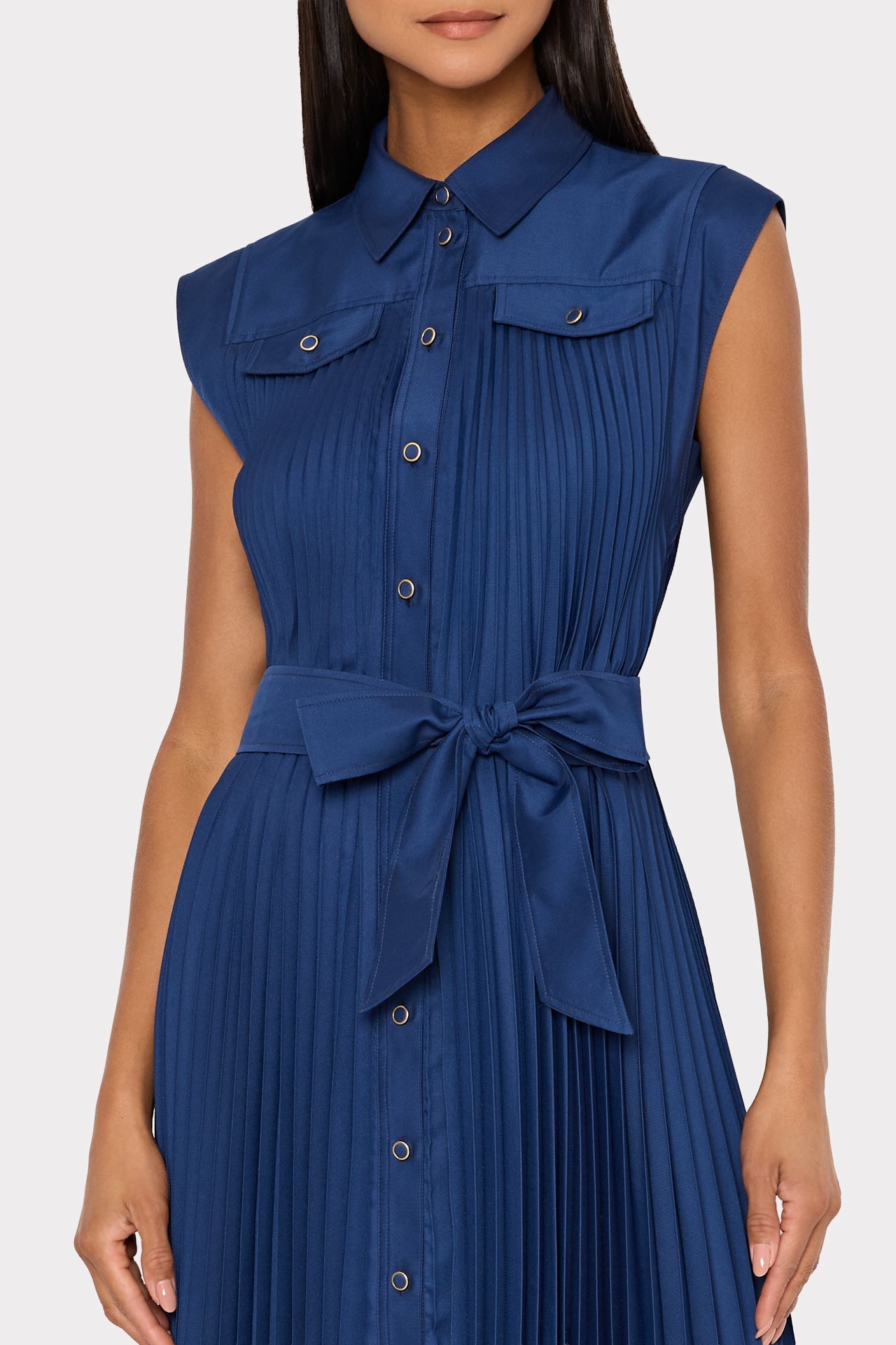 Johanna Pleated Twill Midi Dress