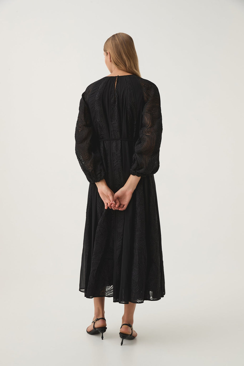 Soleil Blouson Lace Midi Dress