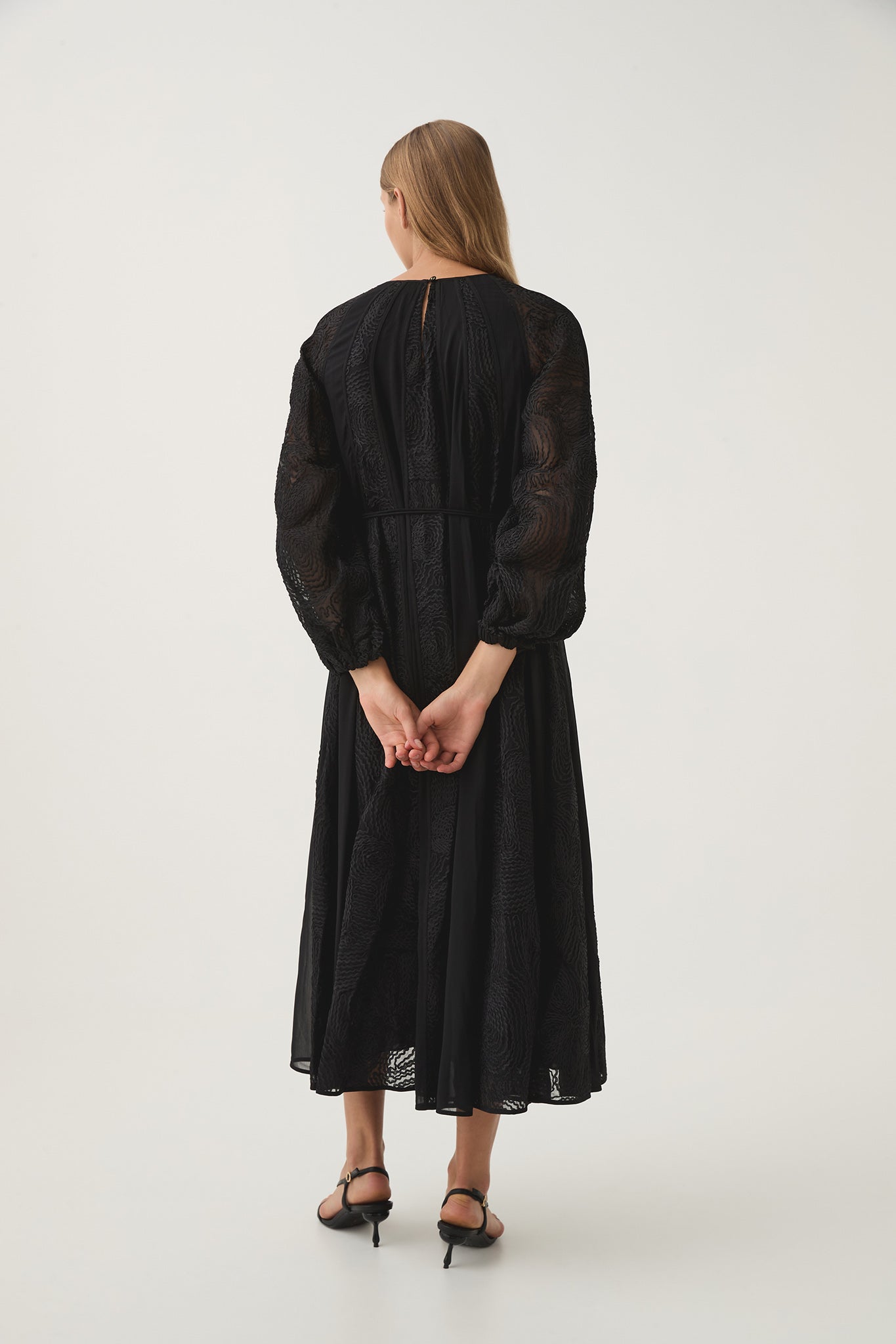 Soleil Blouson Lace Midi Dress