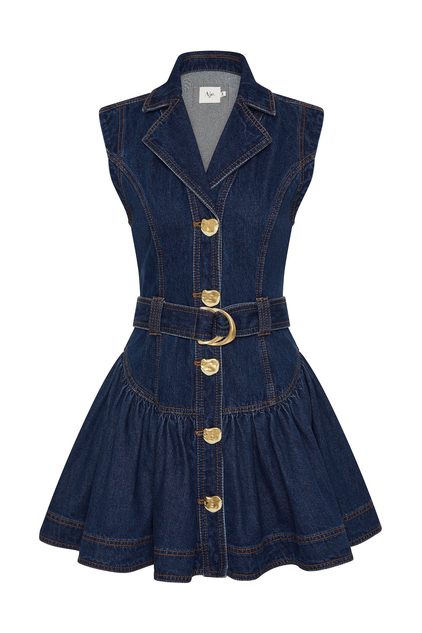 Elena Belted Denim Mini Dress