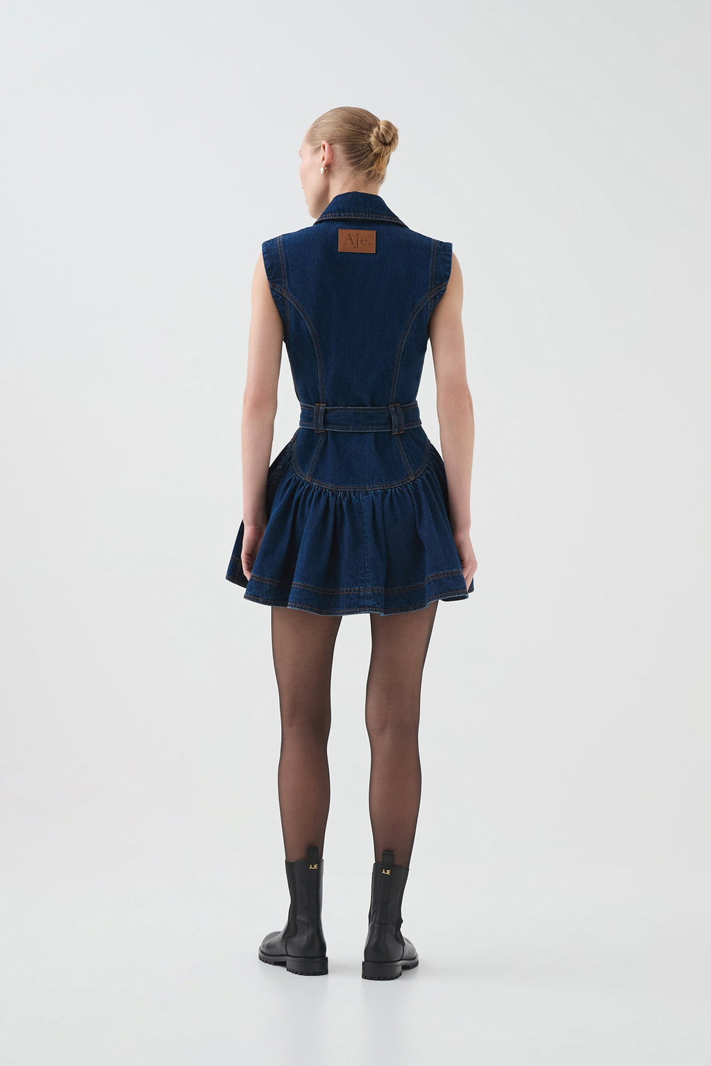Elena Belted Denim Mini Dress