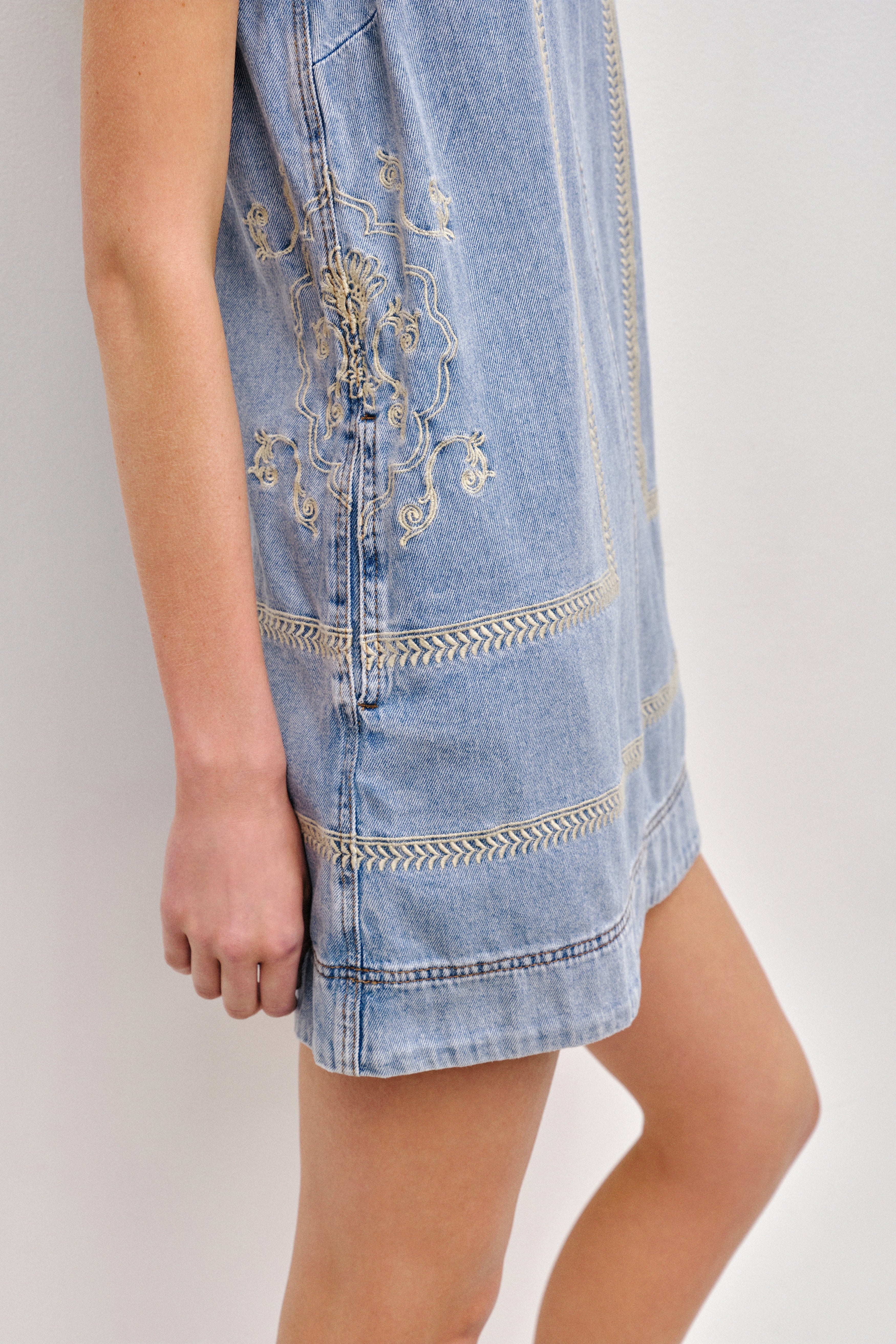 Lotus Denim Mini Dress