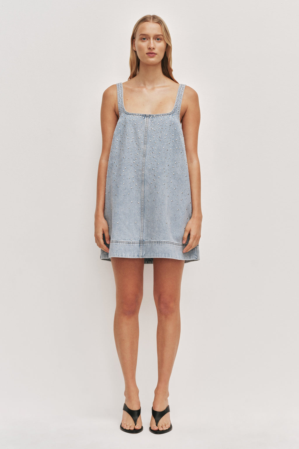 Lucina Stud Denim Mini Dress