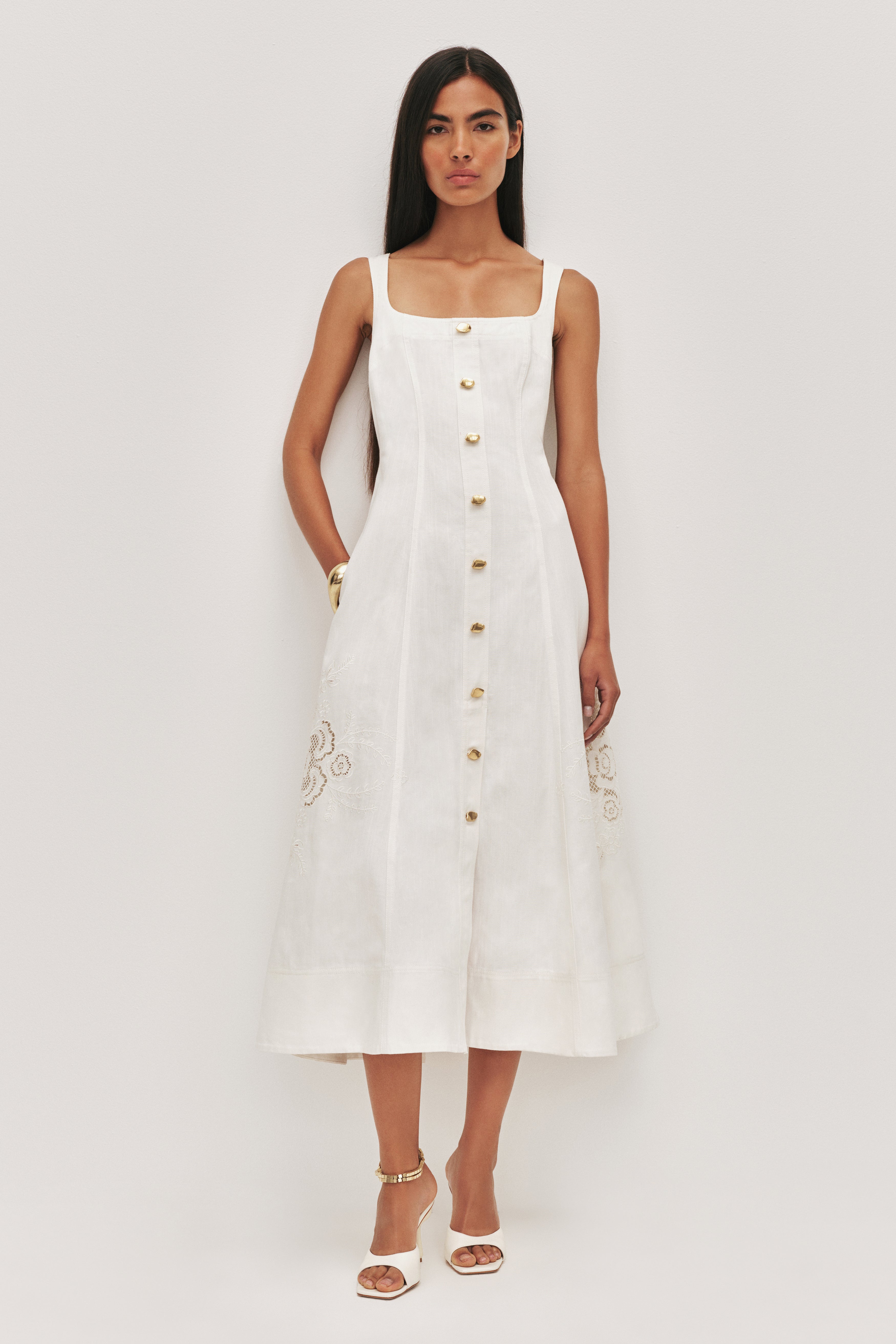 Halo Embroidered Midi Dress