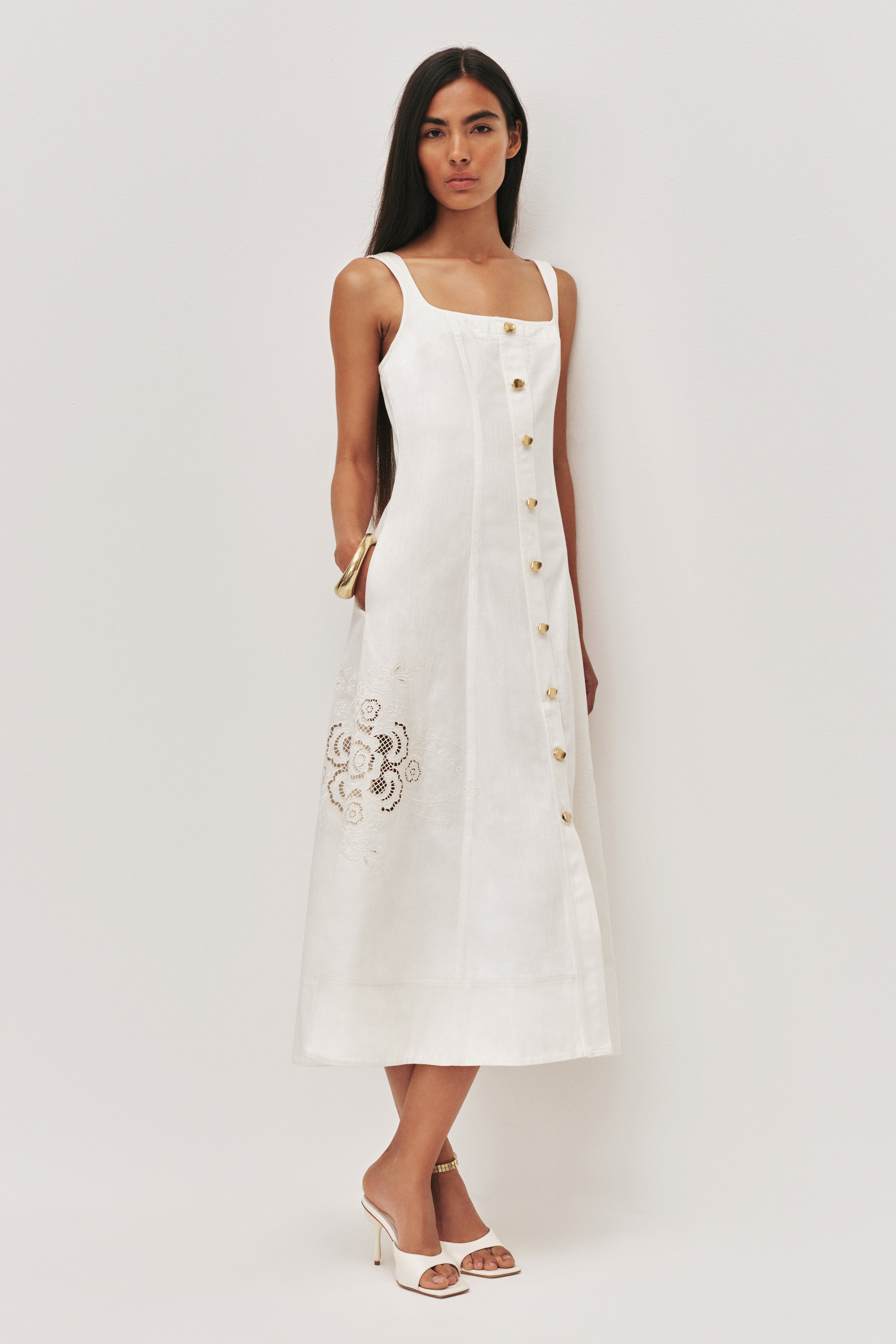 Halo Embroidered Midi Dress