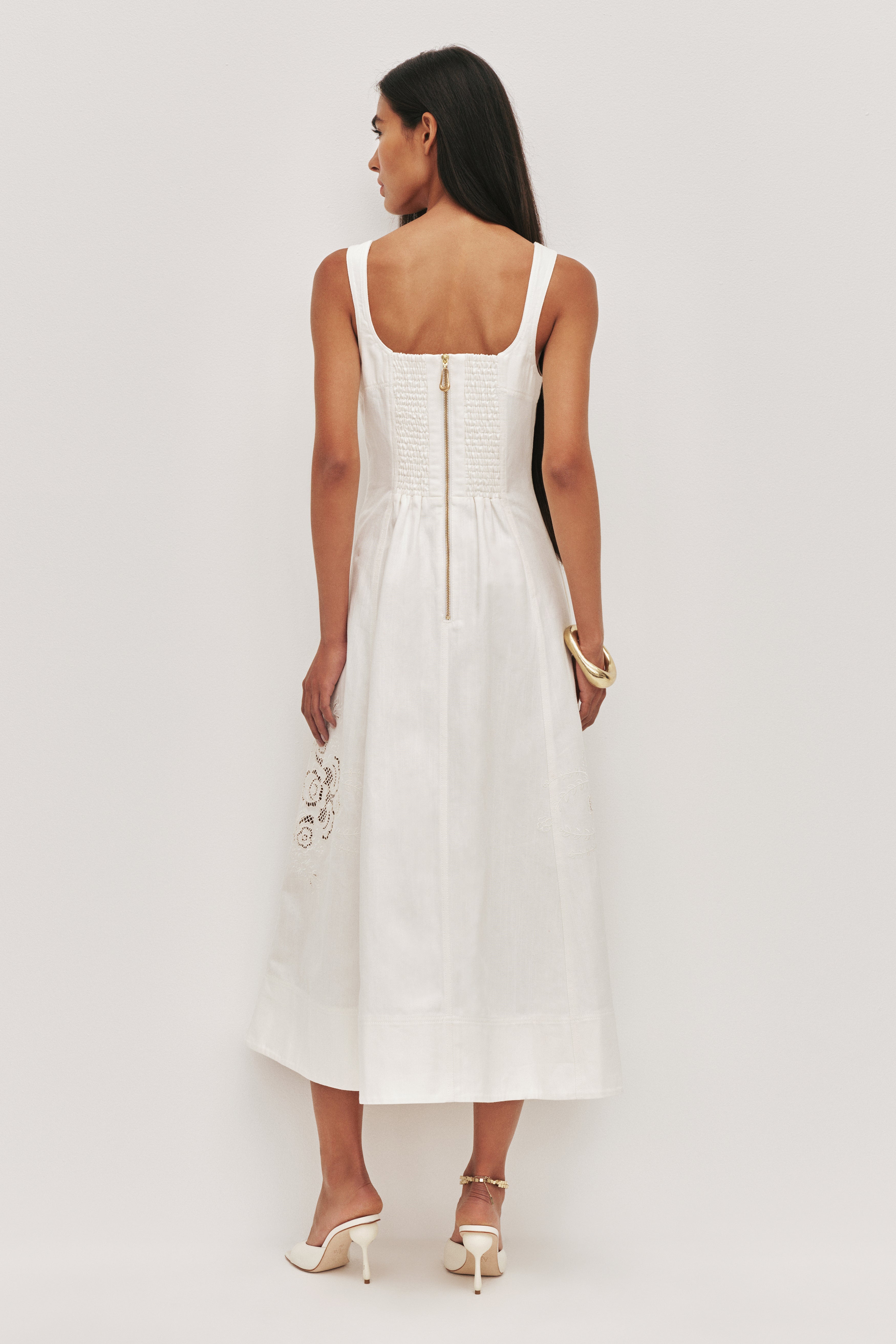 Halo Embroidered Midi Dress
