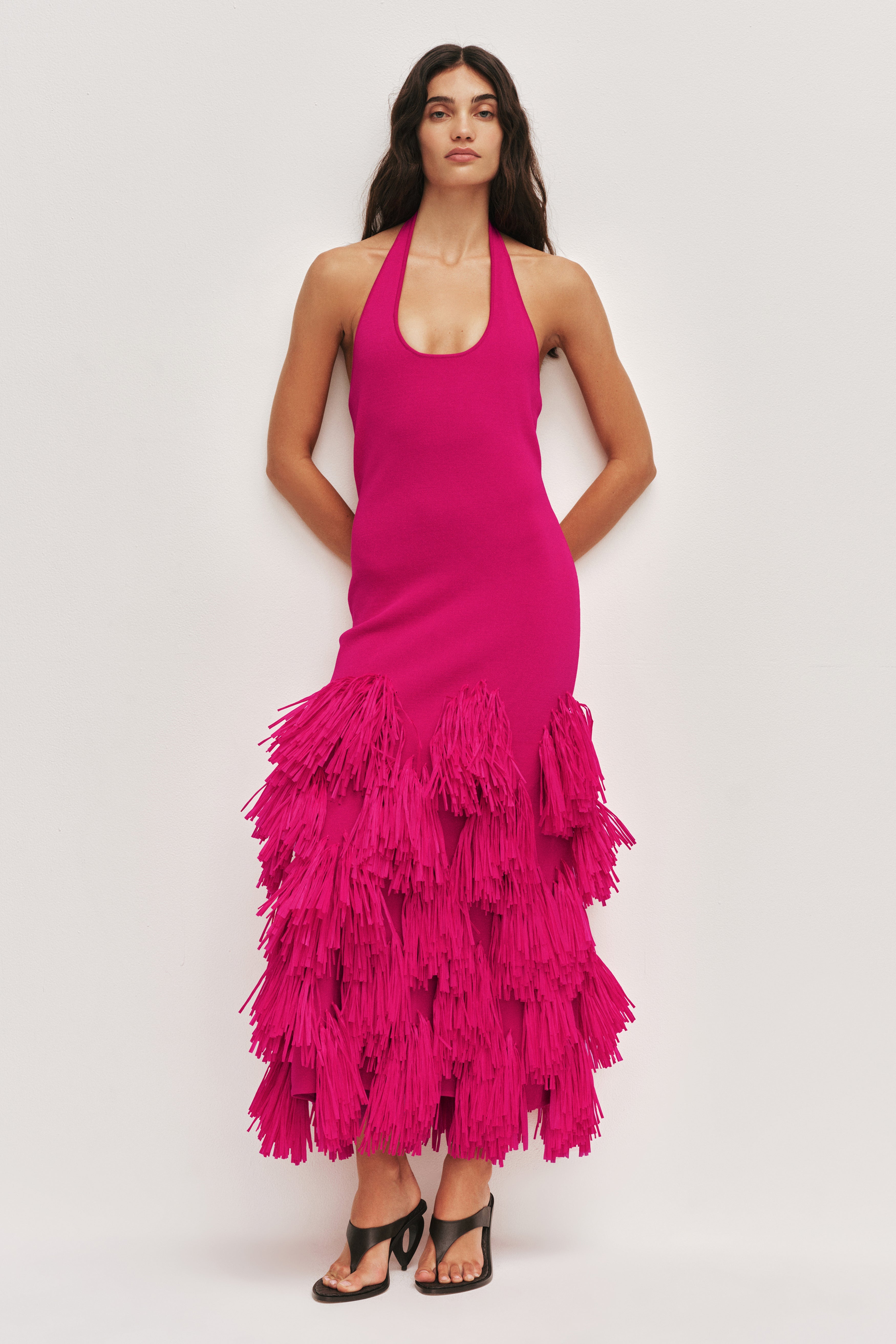 Elva Raffia Knit Midi Dress