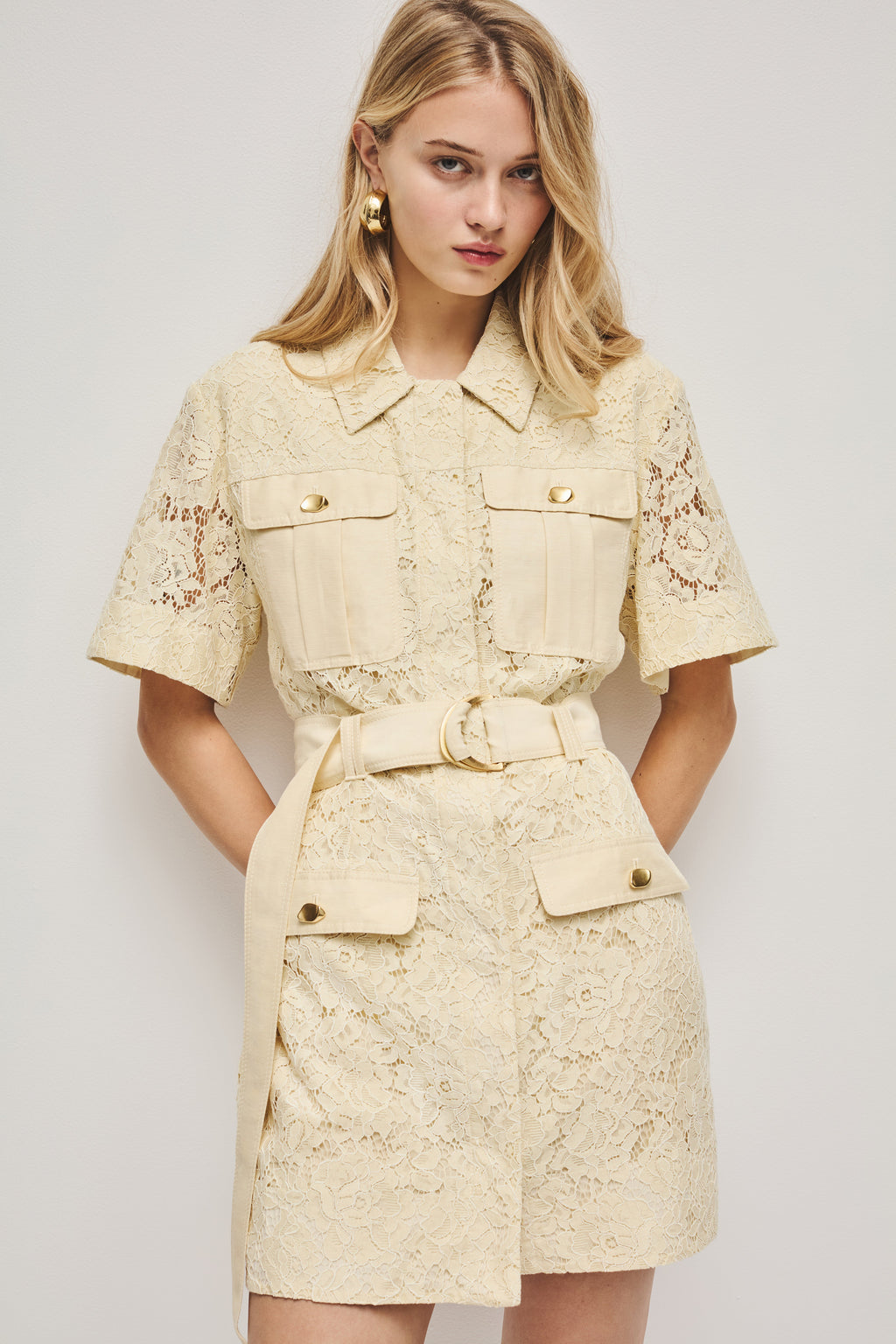 Mystic Lace Mini Shirt Dress