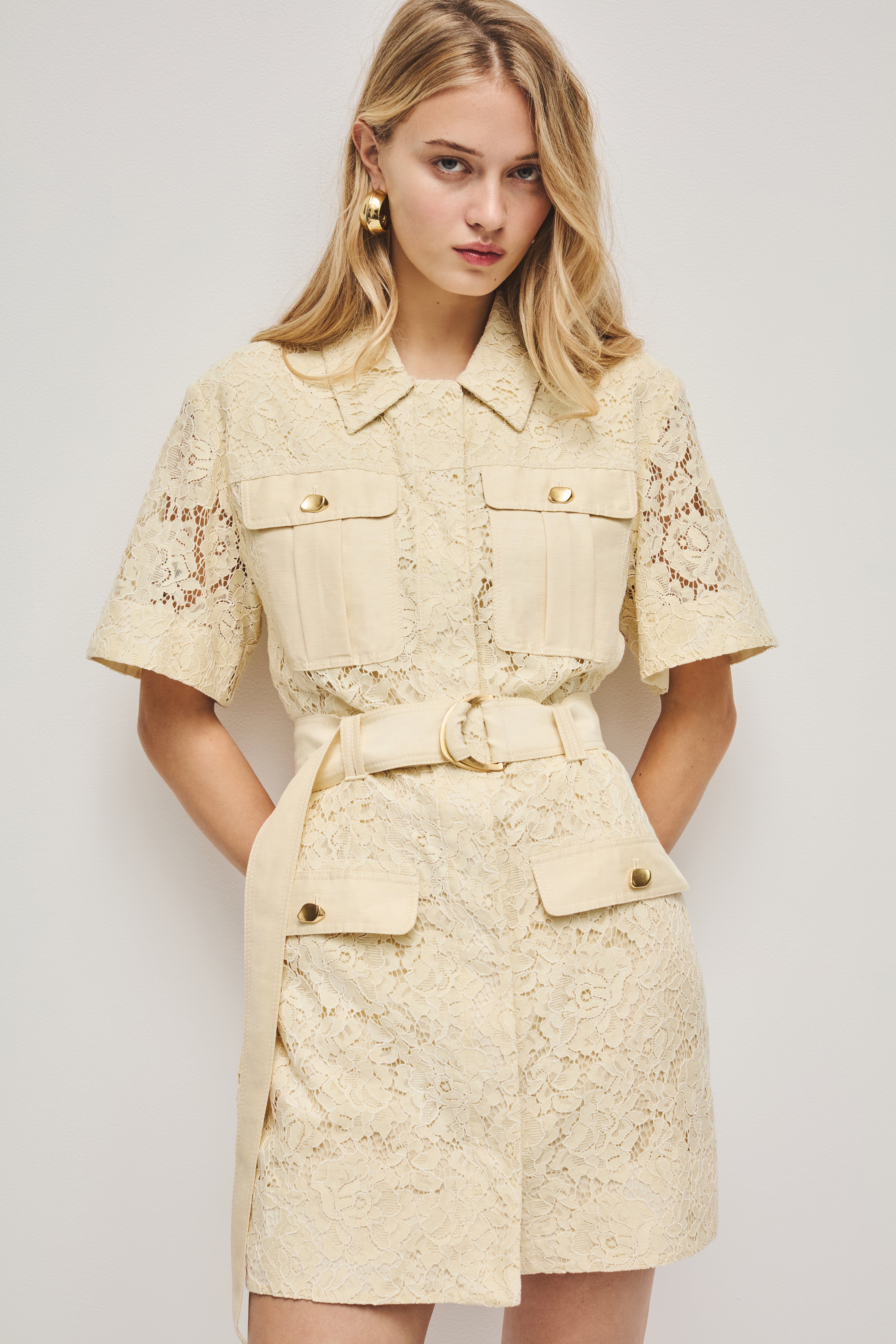 Mystic Lace Mini Shirt Dress