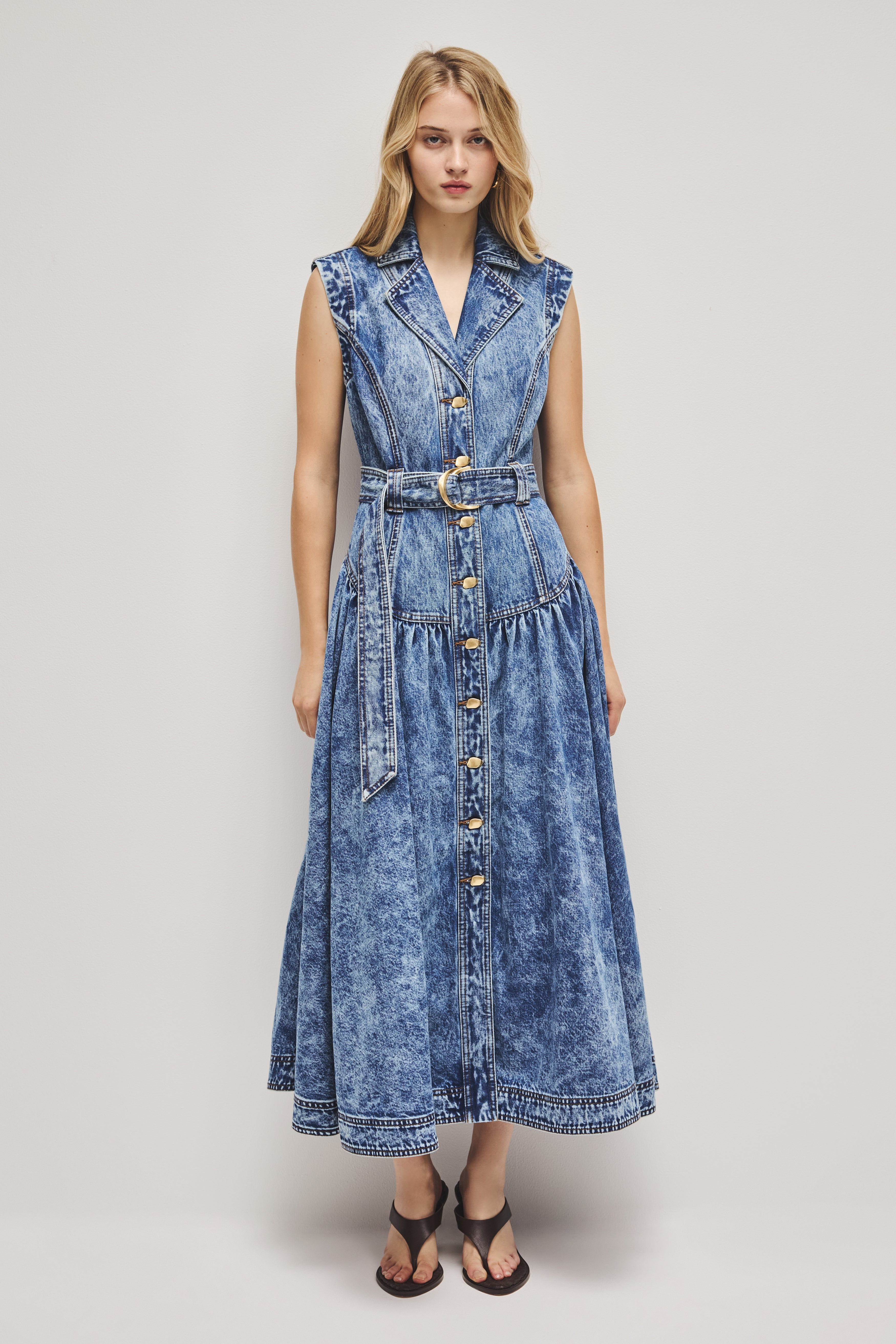 Angelina Belted Midi Dress