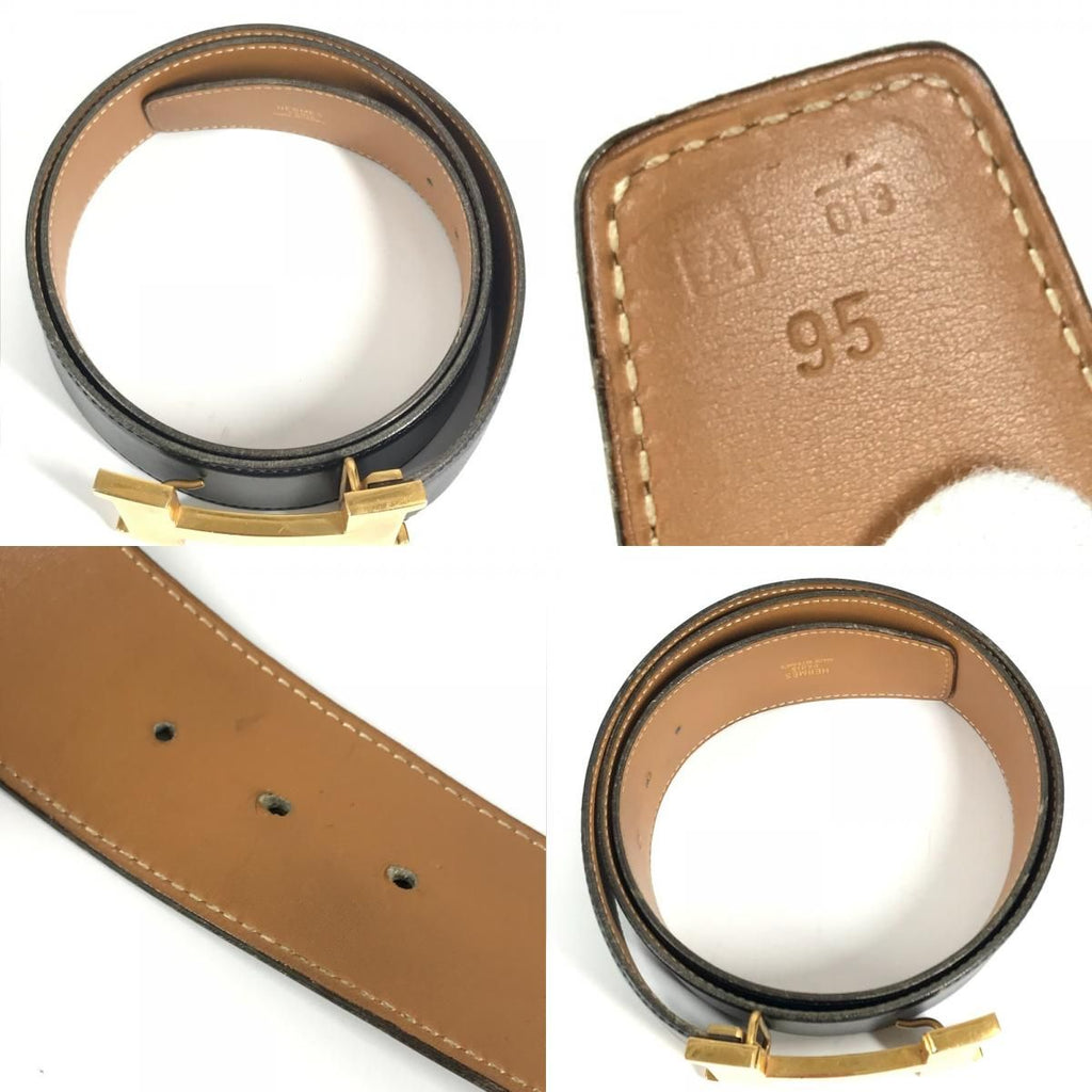 Hermes Belt Hhardware Big Logo Constance Leather Black