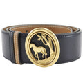 Hermes Hose Buckle Reversible Vintage Box Calf Gold Plated Black Brown Belt