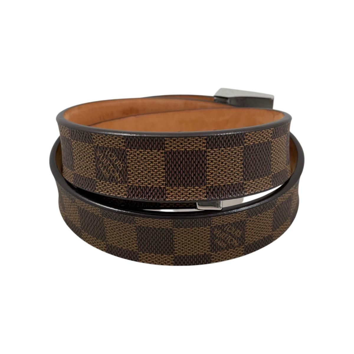 Louis Vuitton Belt Ceinture Carre Damier Ebene Logo Buckle Silver