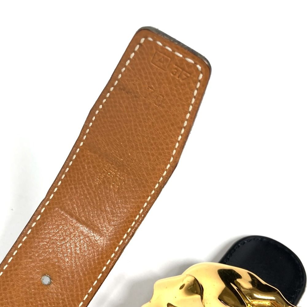 Hermes Belt Elephant Logo Leather Black