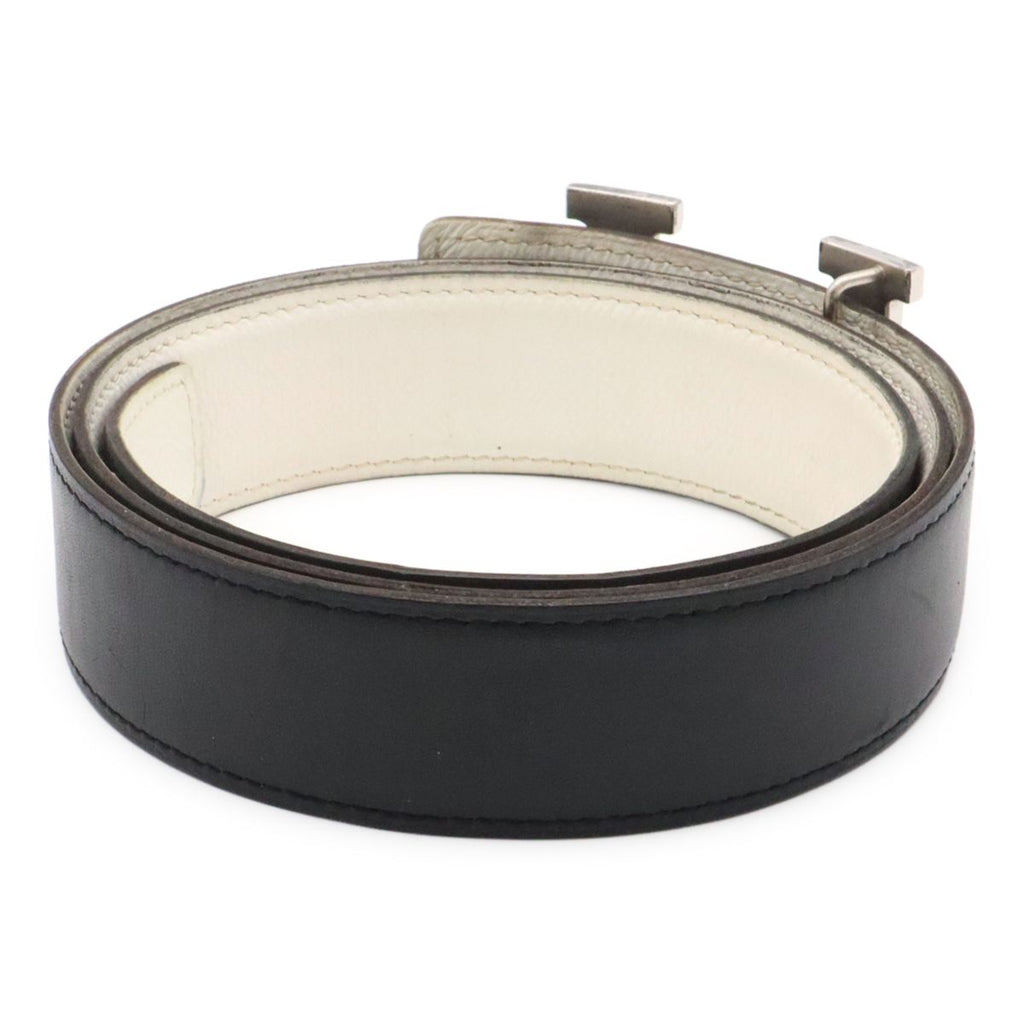 Hermes Belt Buckle Reversible Box Calf Veau Epsom Black White Silver 85