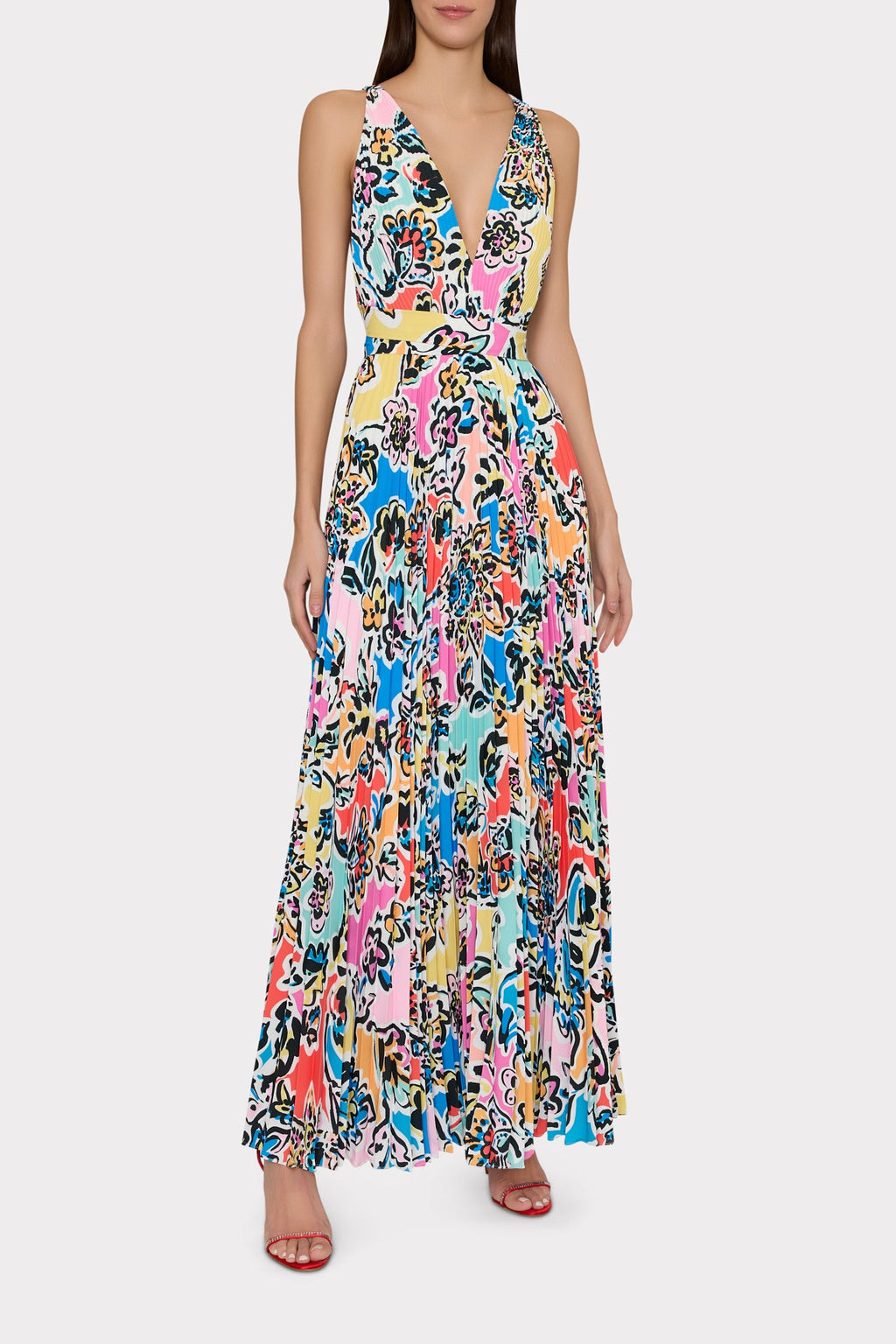 Oria Rainbow Oasis Pleated Dress