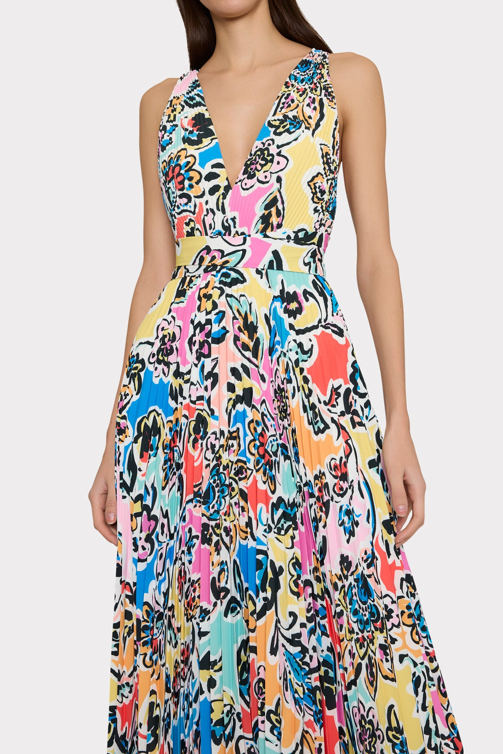 Oria Rainbow Oasis Pleated Dress