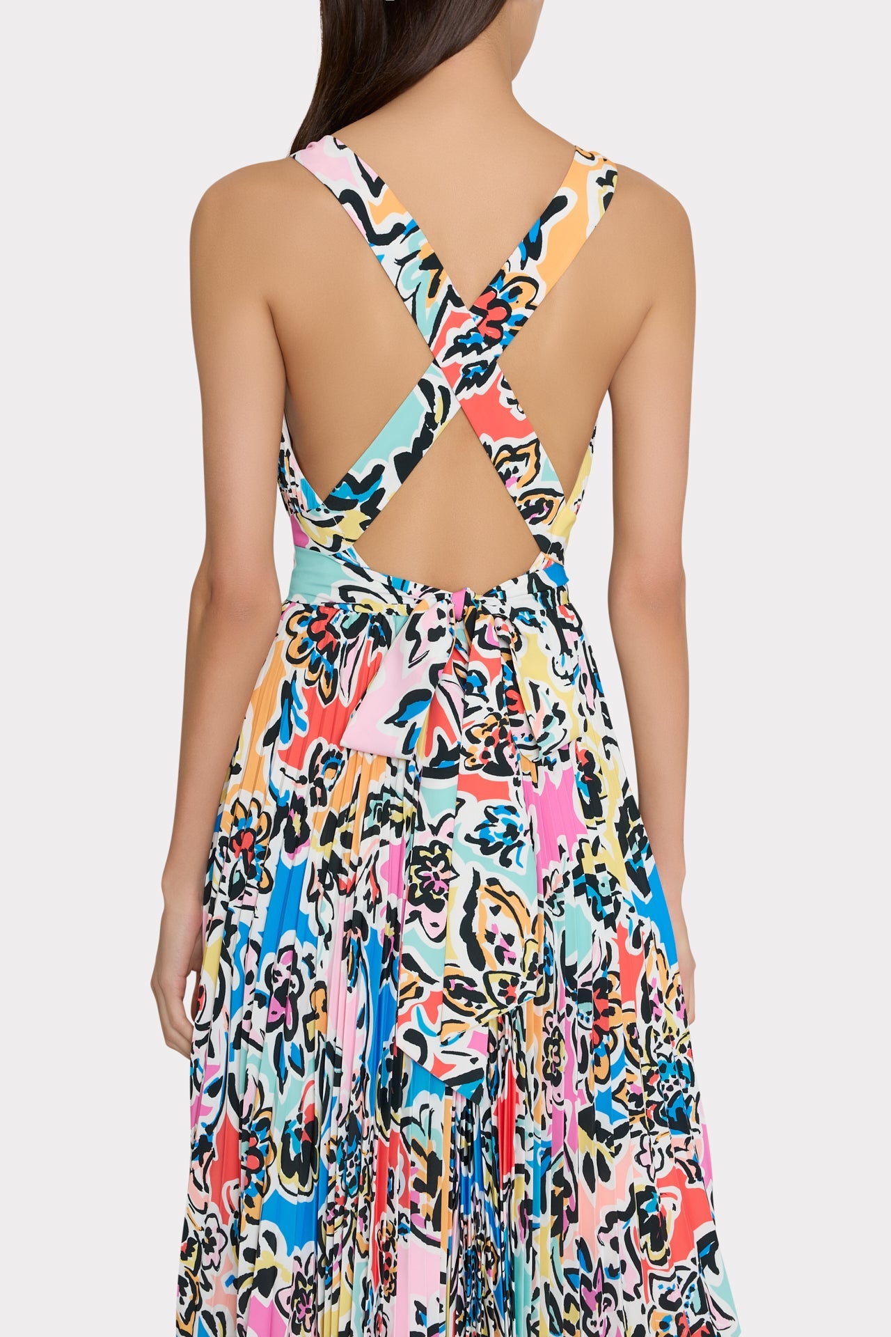 Oria Rainbow Oasis Pleated Dress