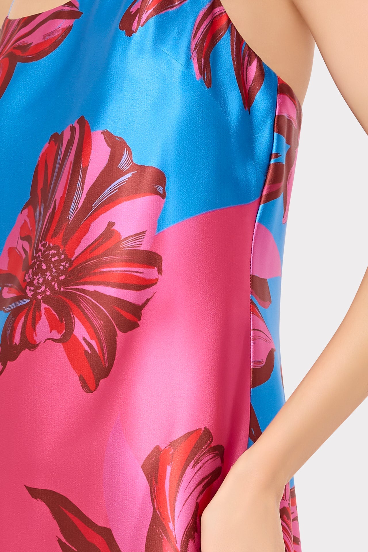 Lily Sunset Flower Printed Satin Maxi Dress