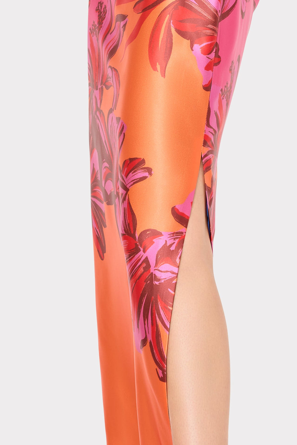 Lily Sunset Flower Printed Satin Maxi Dress