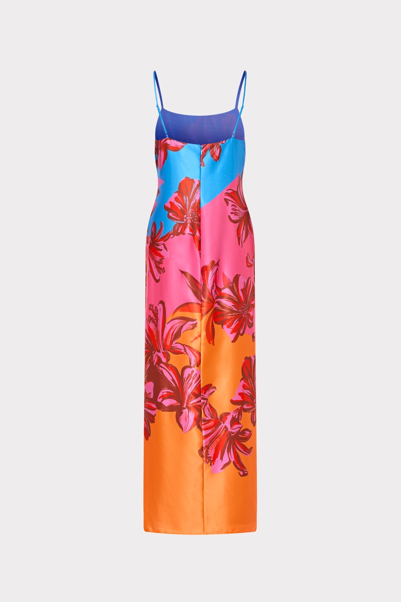 Lily Sunset Flower Printed Satin Maxi Dress