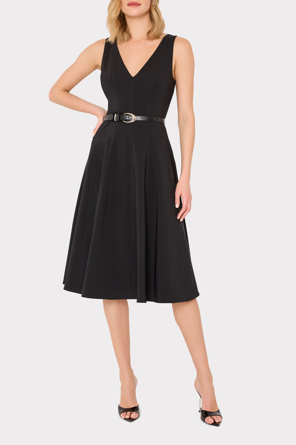 Linda Stretch Cady Midi Fit And Flare