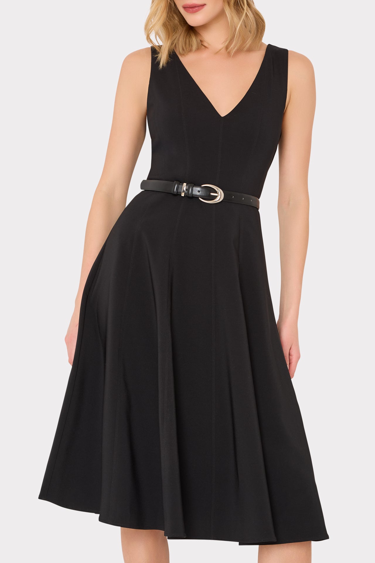 Linda Stretch Cady Midi Fit And Flare