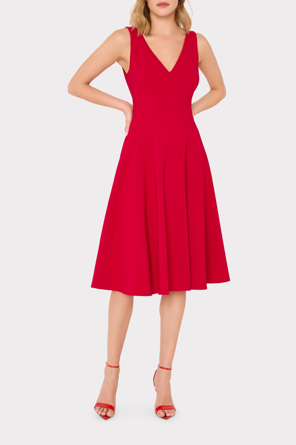 Linda Stretch Cady Midi Fit And Flare
