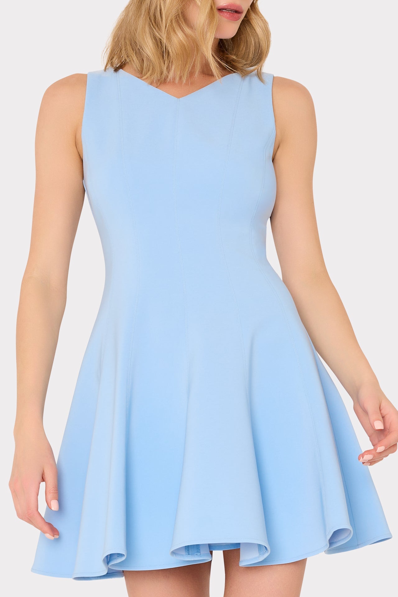 Sleeveless Stretch Cady Fit And Flare