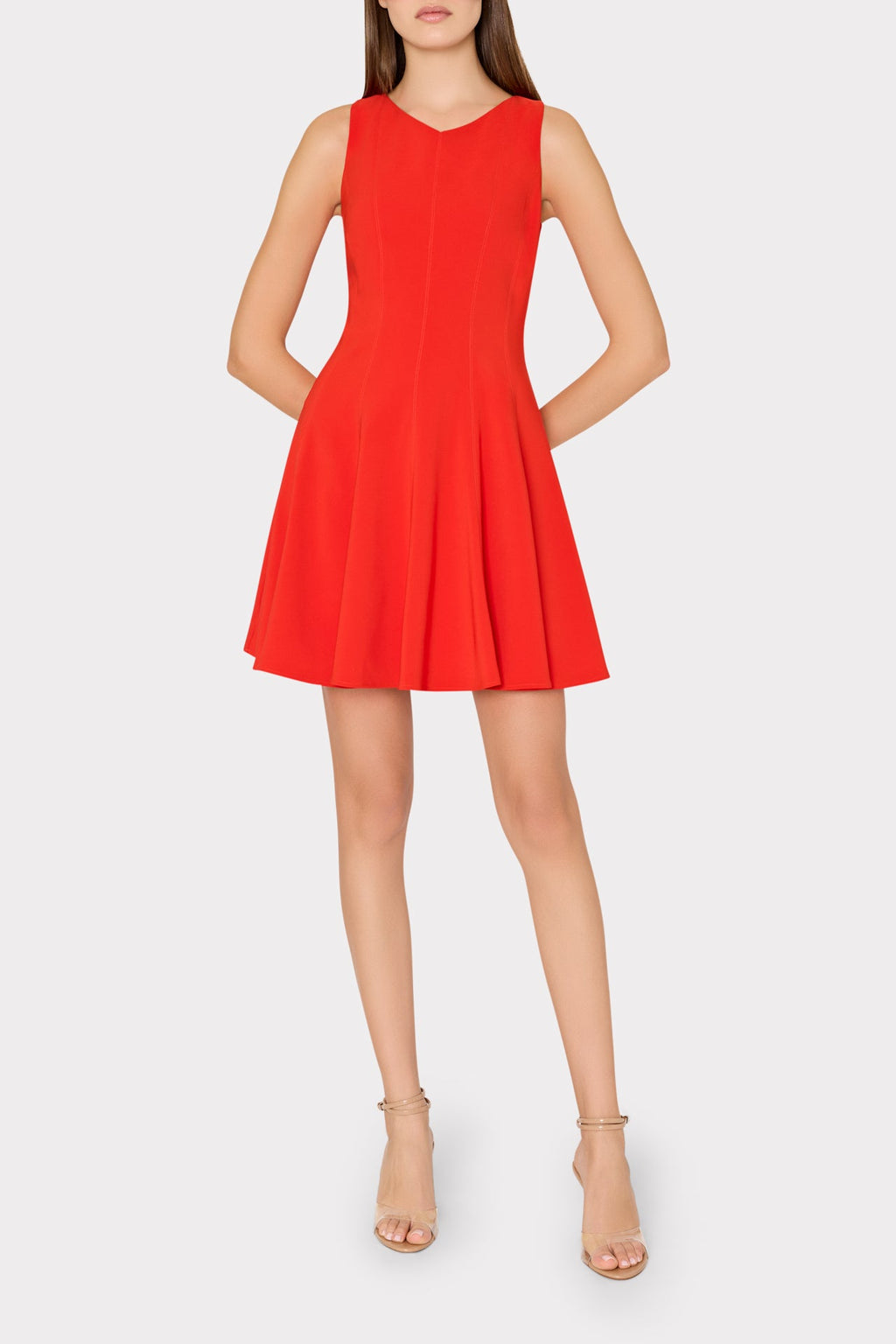 Sleeveless Stretch Cady Fit And Flare