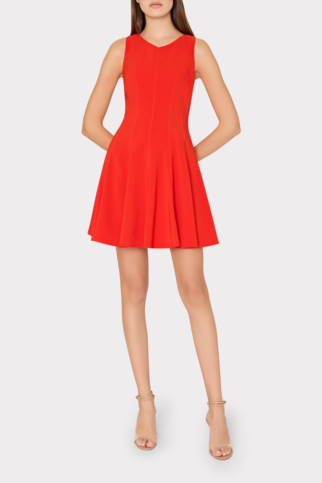 Sleeveless Stretch Cady Fit And Flare