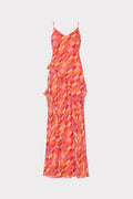 Sunset Tile Ruffle Maxi Dress