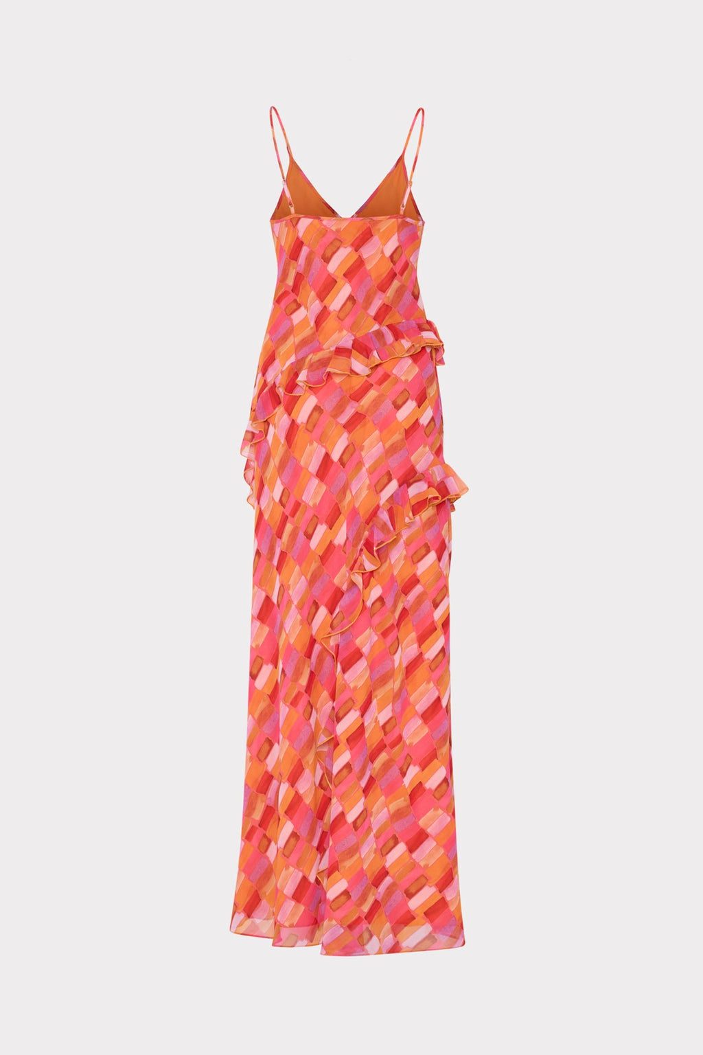 Sunset Tile Ruffle Maxi Dress