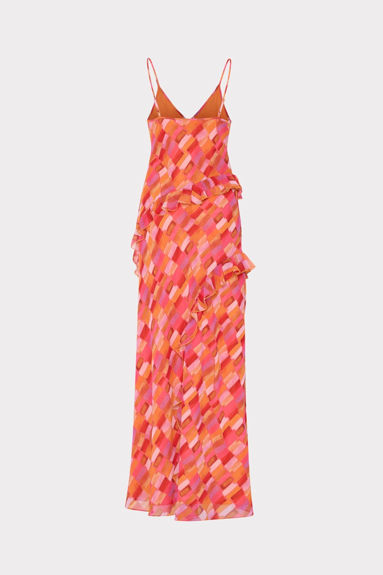 Sunset Tile Ruffle Maxi Dress