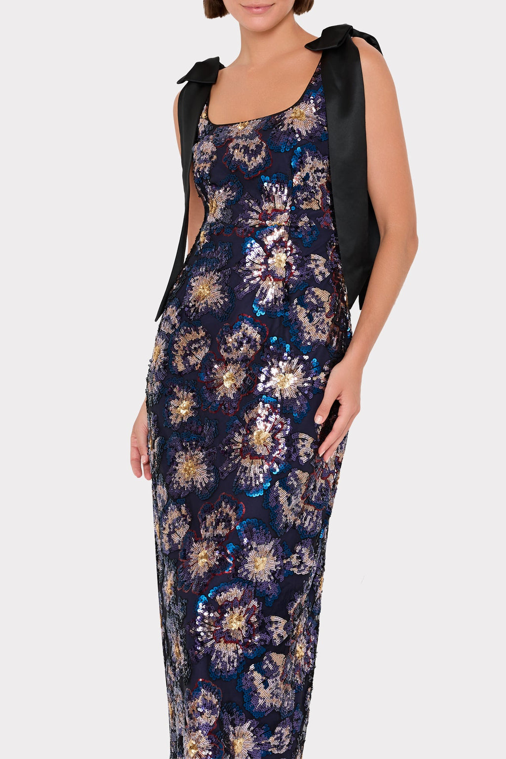 Kyle Satin Bow Column Dress
