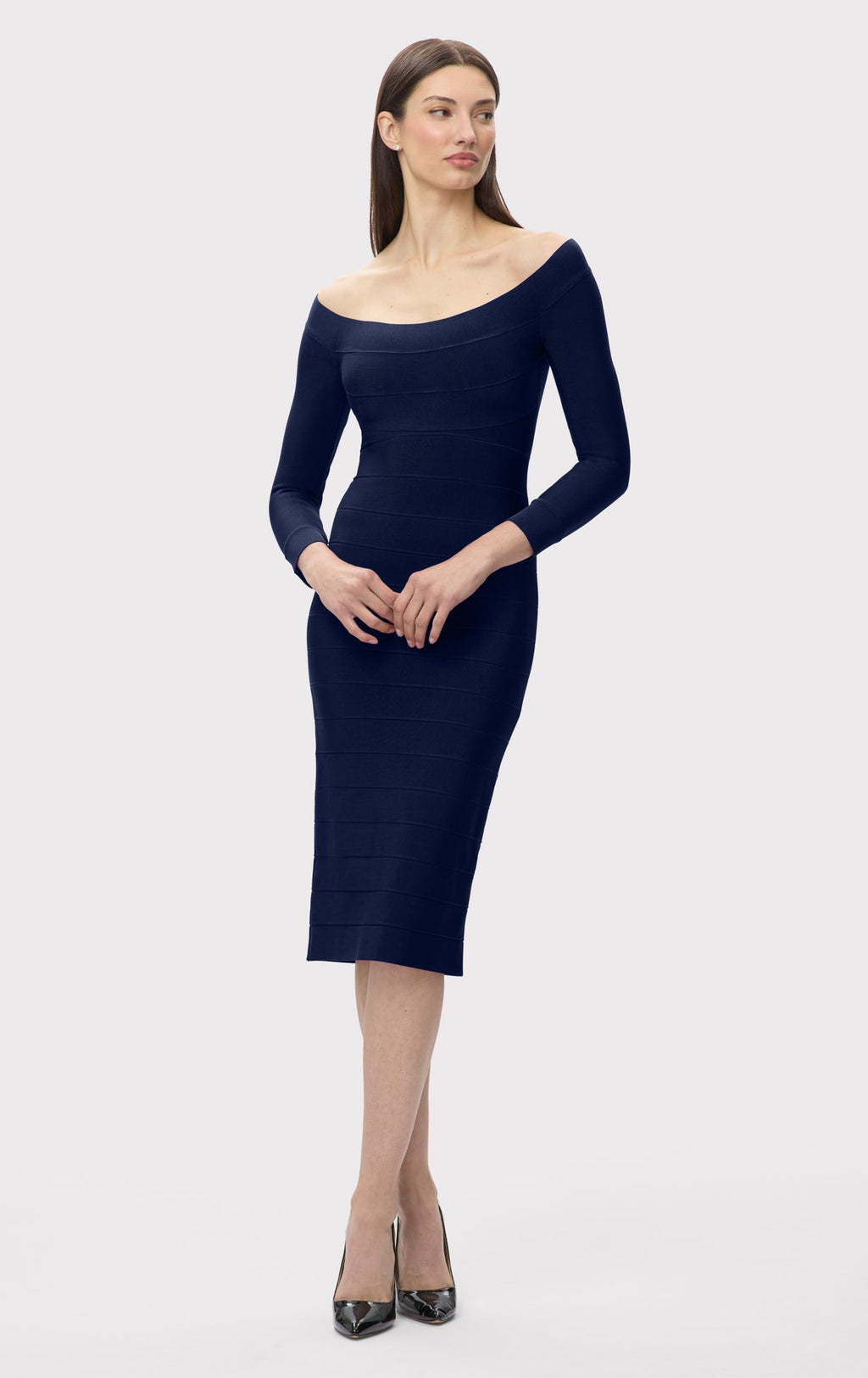 ICON SCOOP NECK MIDI DRESS