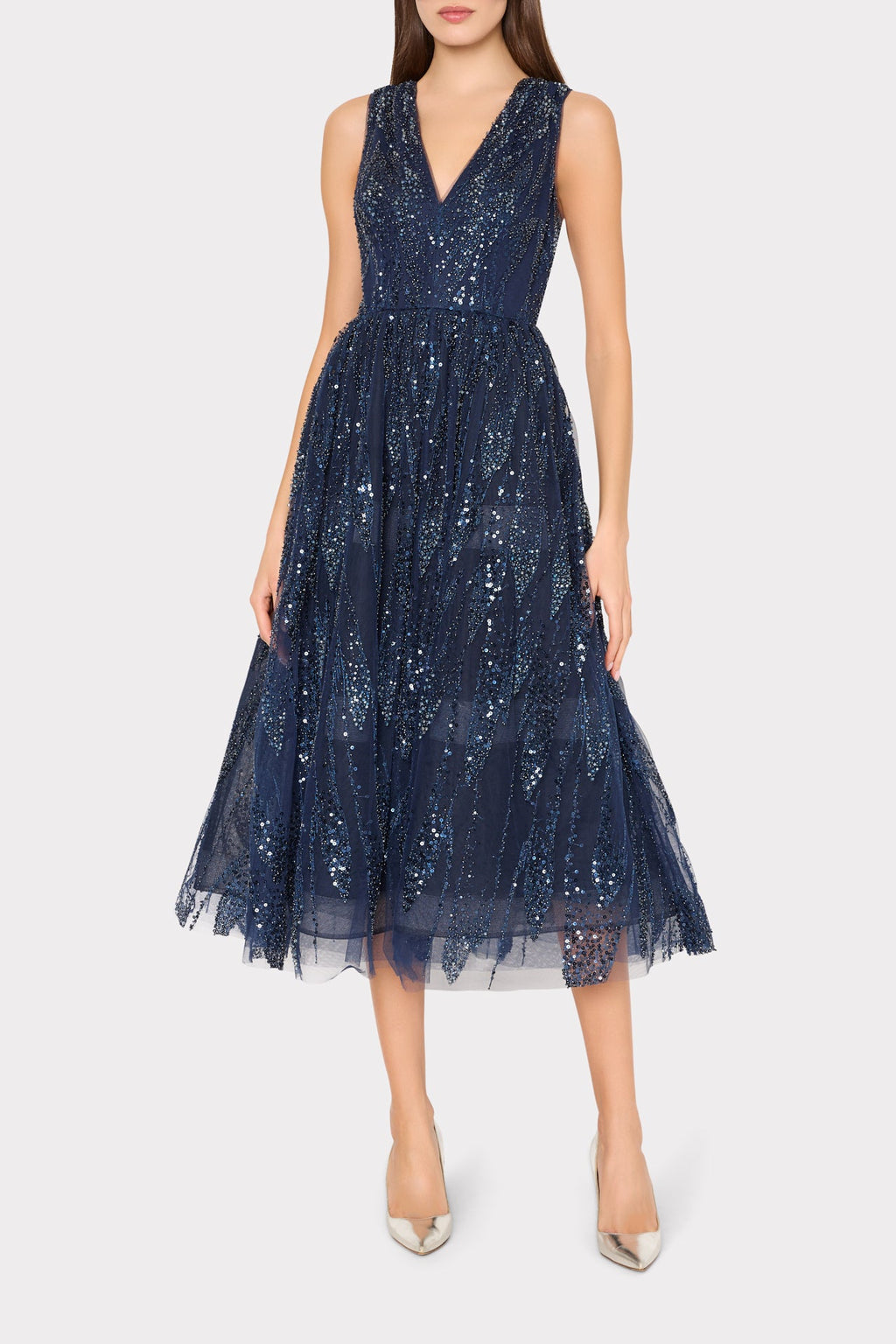 Tinsley Embroidered V-Neck Dress