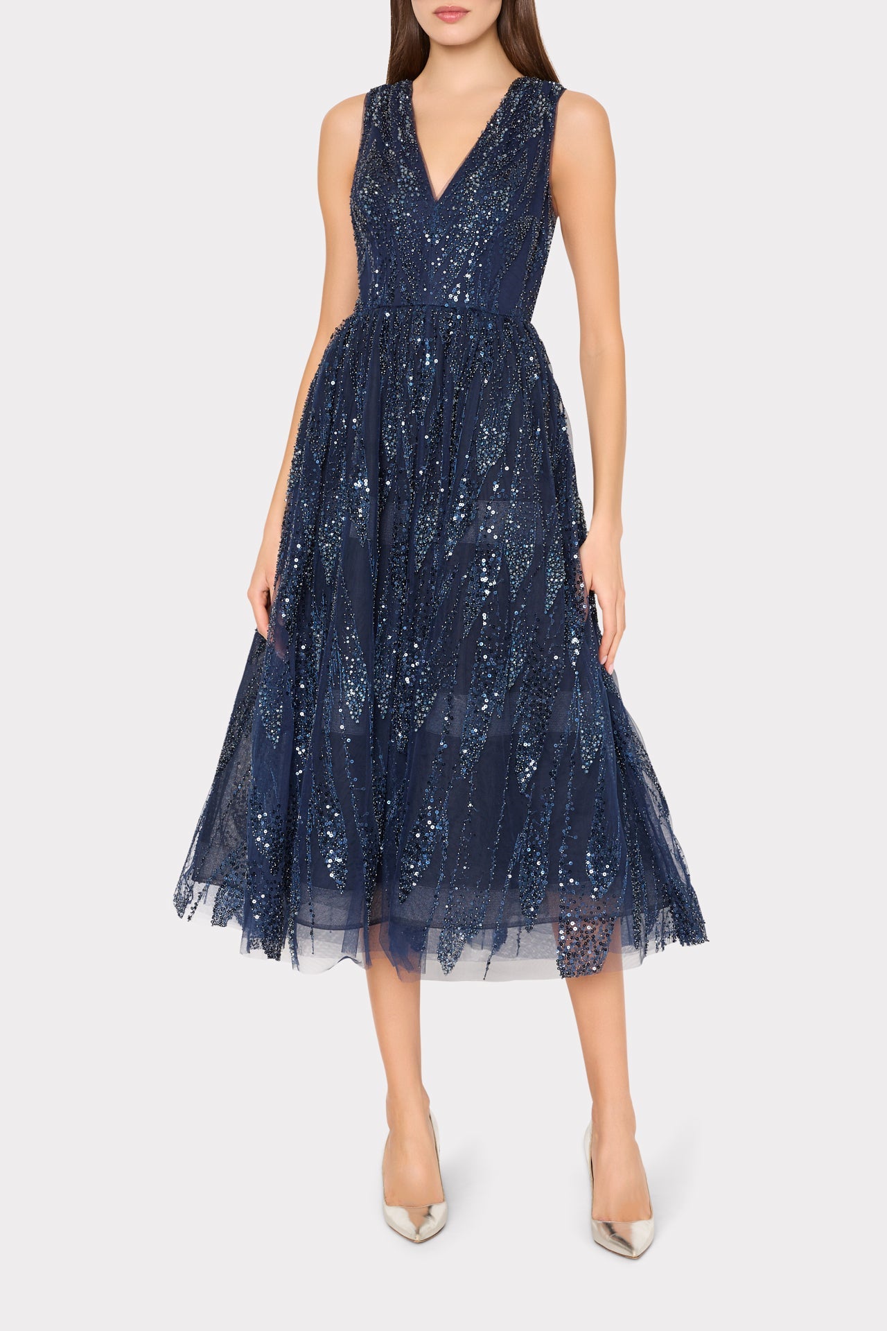 Tinsley Embroidered V-Neck Dress