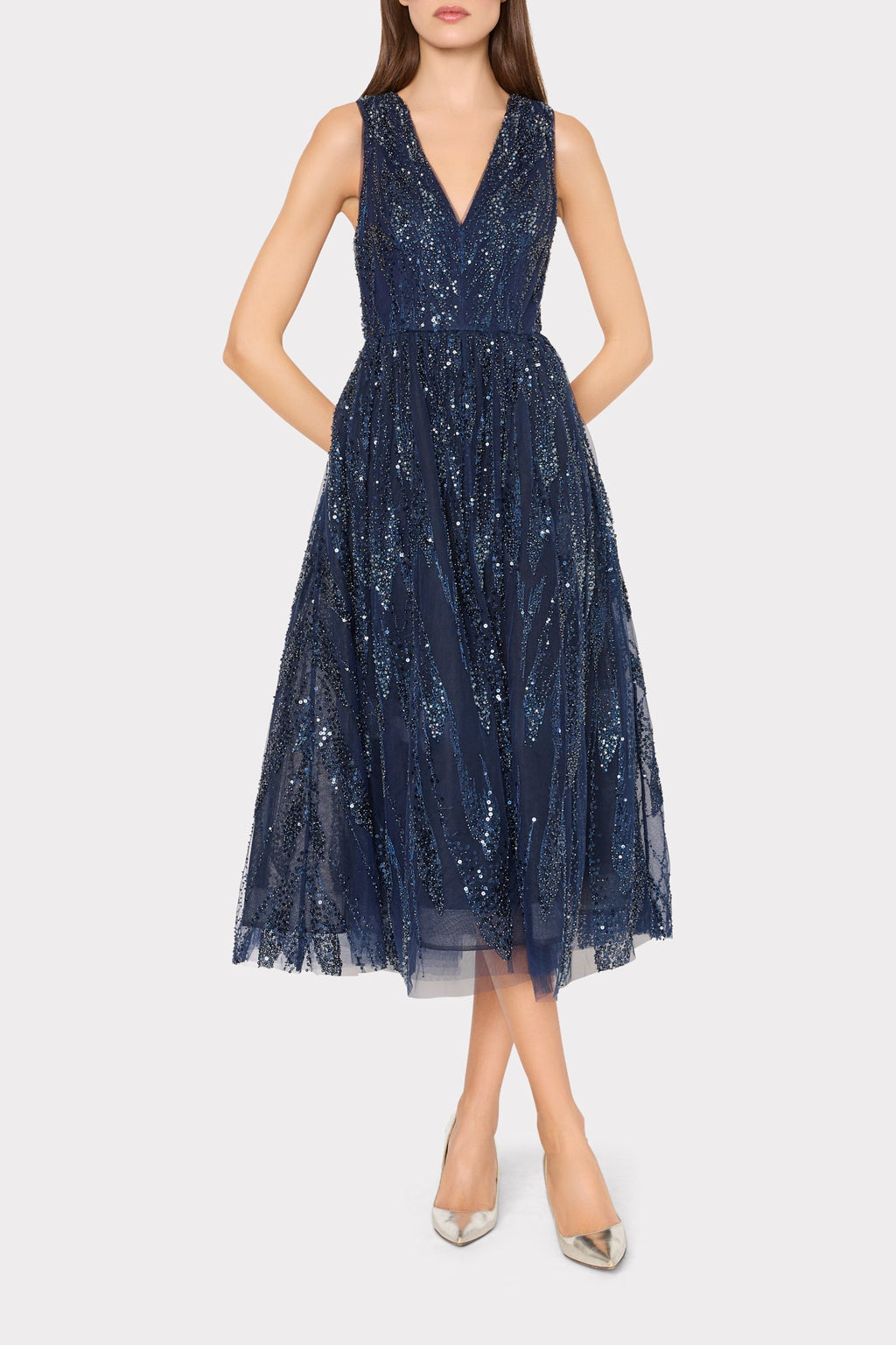 Tinsley Embroidered V-Neck Dress