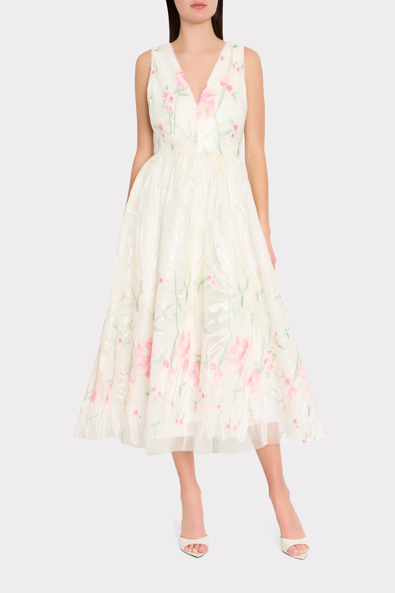 Tinsley Embroidered V-Neck Dress