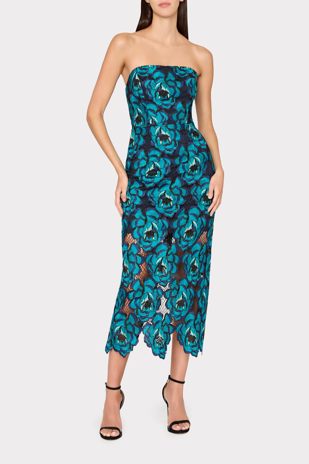 Kait Blue Bloom Midi Dress