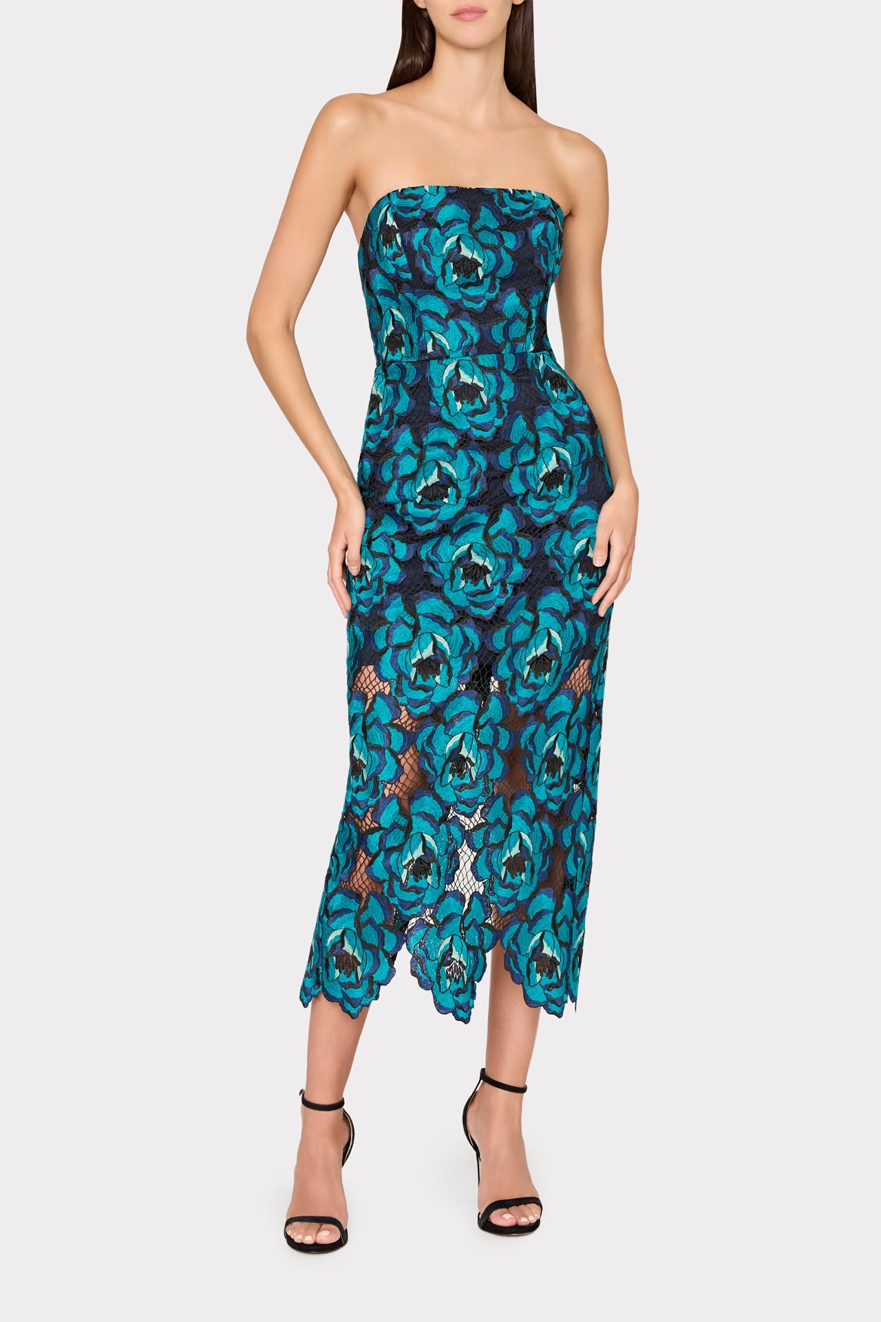 Kait Blue Bloom Midi Dress