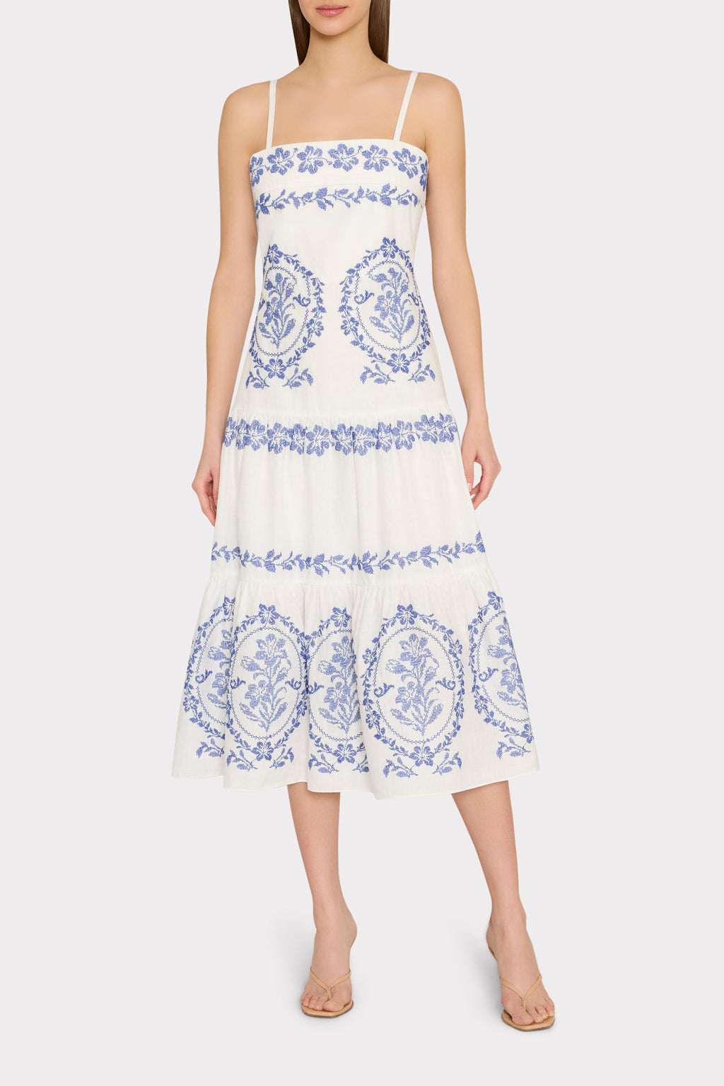 Lela Embroidered Midi Dress