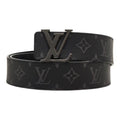 Louis Vuitton Monogram Eclipse Belt LV Initial 40 mm Reversible 38 Black Leather