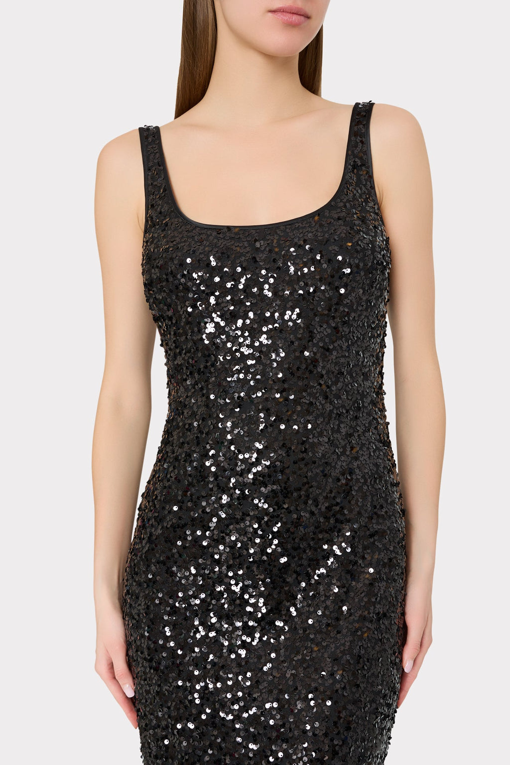 Tatum Stretch Shimmer Sequins Scoop Neck Dress